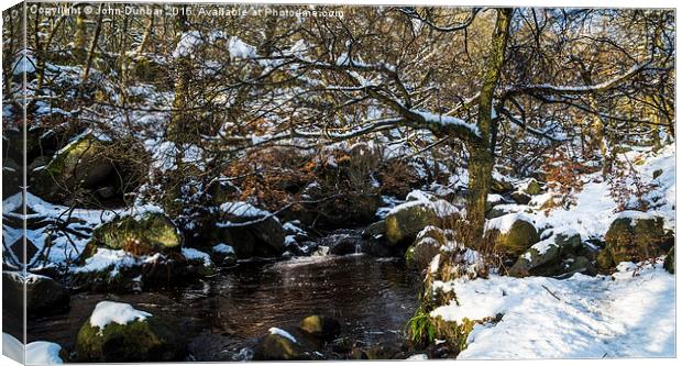  Burbage Brook in Winter Canvas Print by John Dunbar