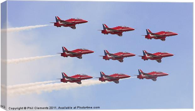 RAF Red Arrows at Eastbourne Canvas Print by Phil Clements