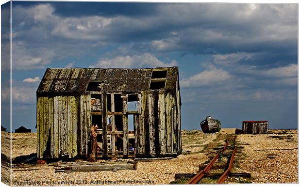 Dungeness Fishing Hut Canvas Print by Phil Clements
