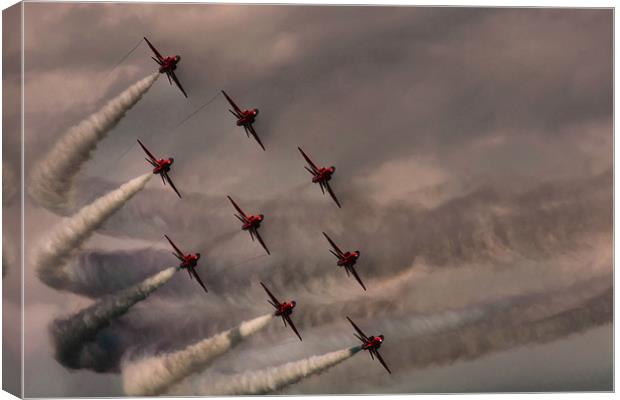 Red Arrows Diamond Nine Canvas Print by Phil Clements