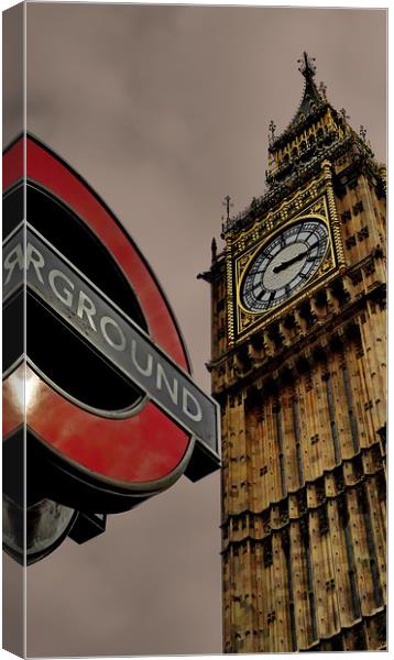 Westminster Clock Tower & Underground Sign Canvas Print by Phil Clements