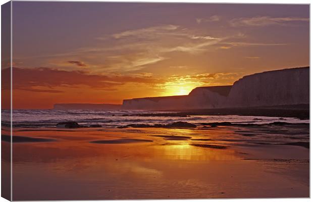 Birling Gap Sunset Canvas Print by Phil Clements