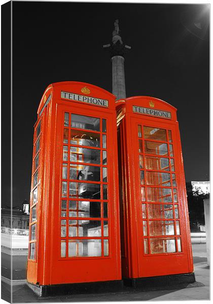 London Phone Boxes Canvas Print by Phil Clements