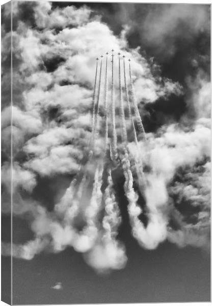 Red Arrows Arrival Canvas Print by Phil Clements