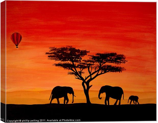 Elephants at sunset Canvas Print by camera man