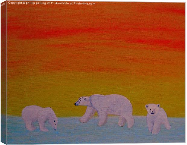 Polar Bears at sunset. Canvas Print by camera man
