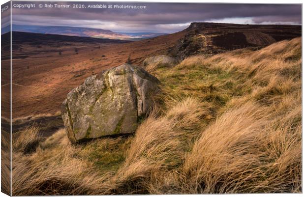 Windy Day on Stanage Edge. Canvas Print by Rob Turner