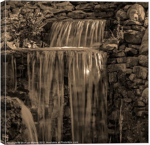 Rocky Waterfall Black and White Canvas Print by Michael Waters Photography