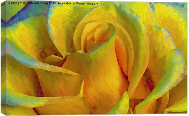  painted yellow rose Canvas Print by john kolenberg