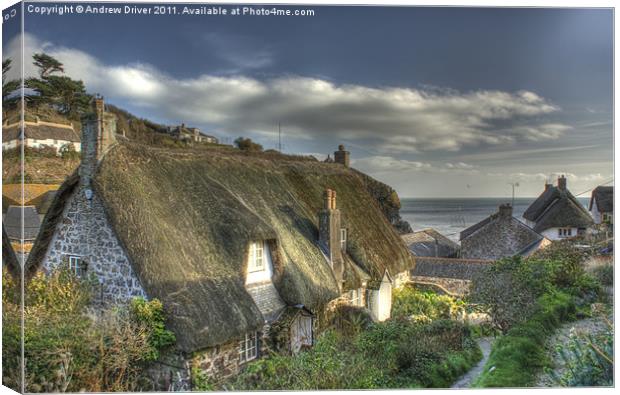 Cottages at cadgwith Canvas Print by Andrew Driver