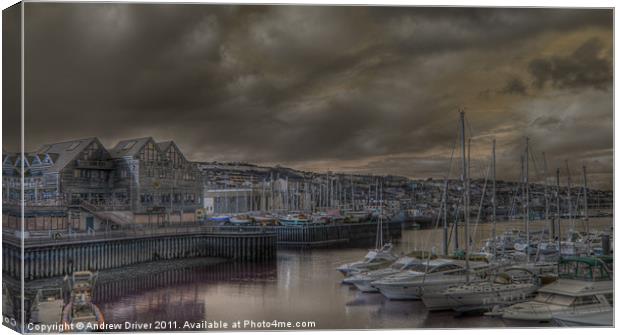 Stormy harbour Canvas Print by Andrew Driver