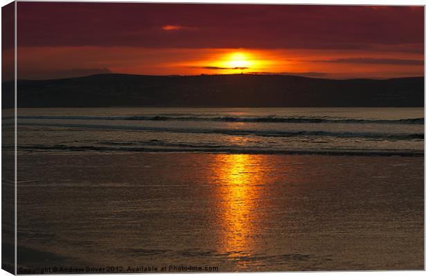 Sunset over St Ives Canvas Print by Andrew Driver