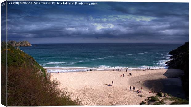 Porthcurno in Spring Canvas Print by Andrew Driver