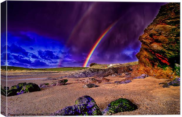 Rainbow at the beach Canvas Print by Andrew Driver