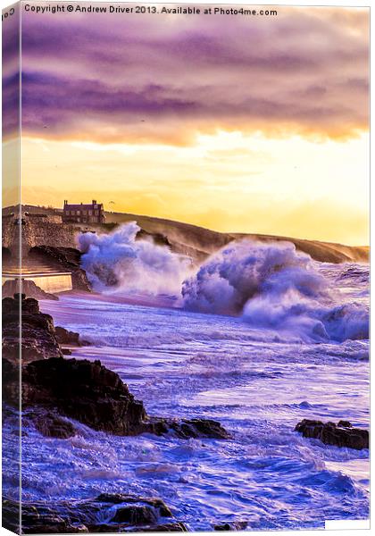 Winter at Porthleven Canvas Print by Andrew Driver