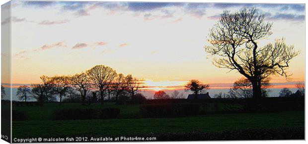 SUNSET OVER CHESHIRE Canvas Print by malcolm fish