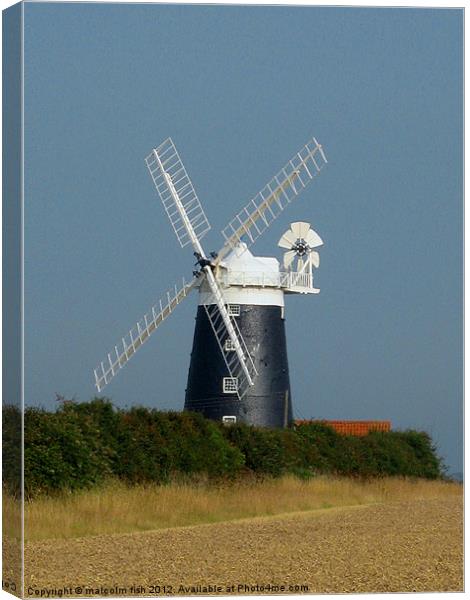 Windmill At Burnham Overy Staithe Canvas Print by malcolm fish