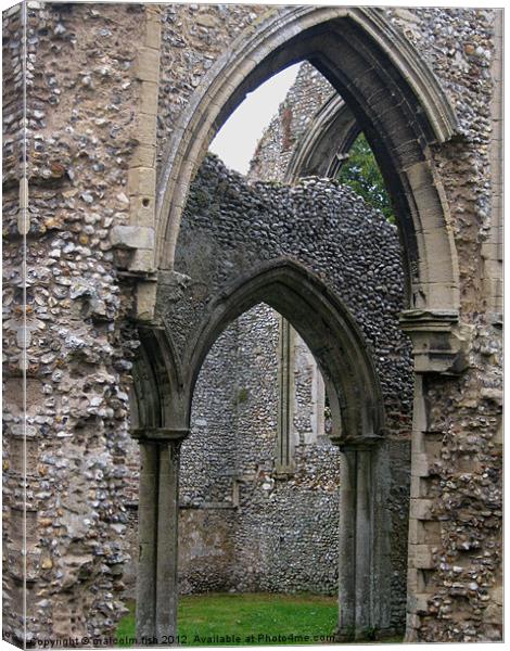 Creake Abbey Arches Canvas Print by malcolm fish