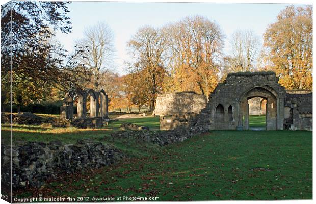 HAILES ABBEY RUINS Canvas Print by malcolm fish