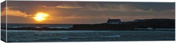 Sunset at Porth Cwyfan Canvas Print by malcolm fish