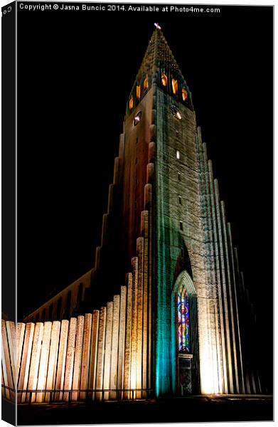 Reykjavik Church At Night Canvas Print by Jasna Buncic