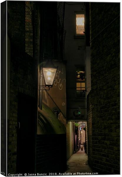Dark Alley London Canvas Print by Jasna Buncic