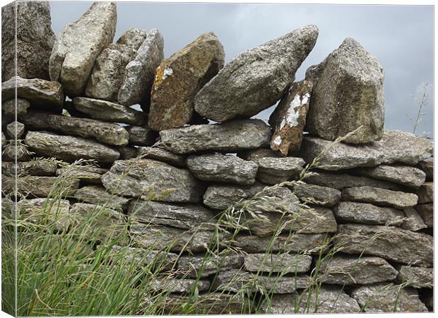 Old fashioned stone wall. Canvas Print by Emily-Jane Christie
