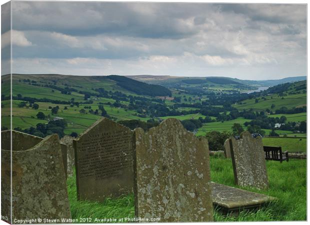 St. Chad's Churchyard and Nidderdale Canvas Print by Steven Watson