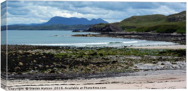 Clashnessie Bay and Quinaig Canvas Print by Steven Watson