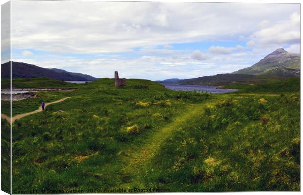 Ardvreck Castle and Quinag Canvas Print by Steven Watson