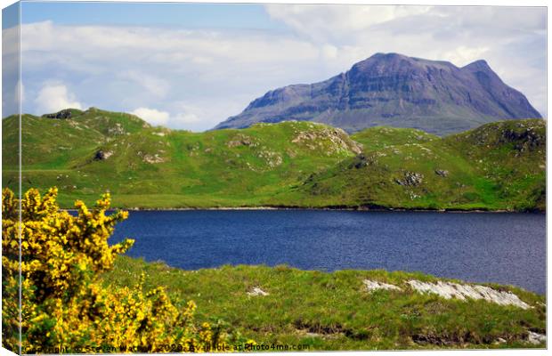 Loch Buine Moire and Cúl Mór in Assynt Canvas Print by Steven Watson