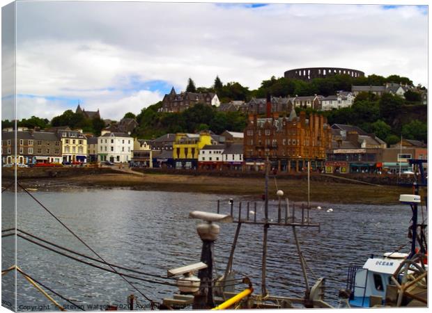 Oban and MacCaig's Tower Canvas Print by Steven Watson