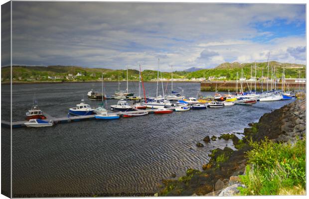 Lochinver Marina Canvas Print by Steven Watson