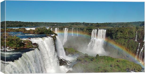 Rainbow over Iguazu Falls. Canvas Print by wendy pearson
