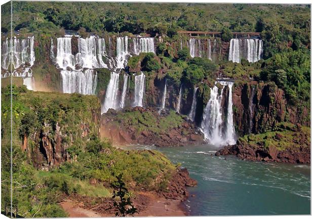 Iguazu River & Falls. Canvas Print by wendy pearson