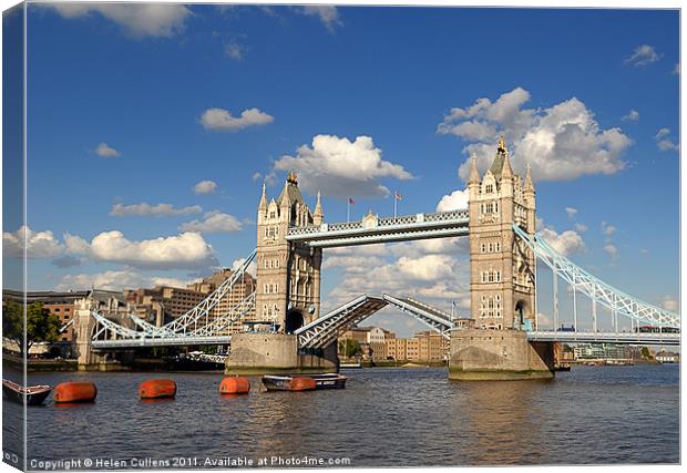 TOWER BRIDGE OPENING Canvas Print by Helen Cullens