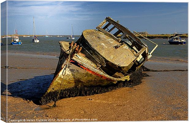 DERELICT BOAT Canvas Print by Helen Cullens
