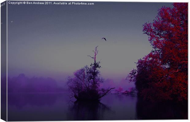 Mist across the lake Canvas Print by Ben Andrew