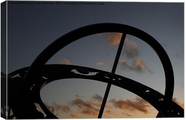 Sundial Silhouette Canvas Print by Julian van Woenssel