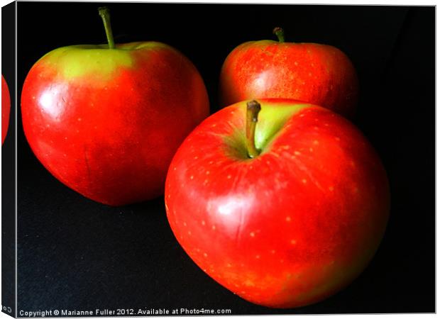 Three Apples Canvas Print by Marianne Fuller