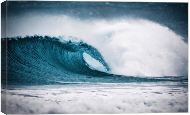 Majestic sea waves at Sennen Cove Canvas Print by David Martin