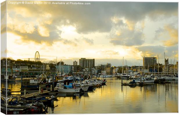 Captivating Plymouth Harbour Scene Canvas Print by David Martin