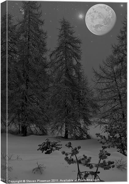 Moonlit mountain Canvas Print by Steven Plowman