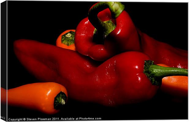 Mixed peppers Canvas Print by Steven Plowman
