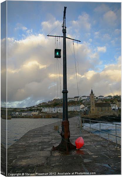 Blue sky over porthleven Canvas Print by Steven Plowman