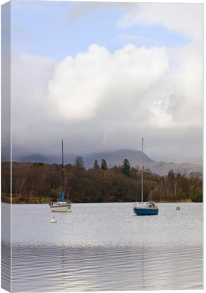 White clouds & small yachts Canvas Print by Steven Plowman