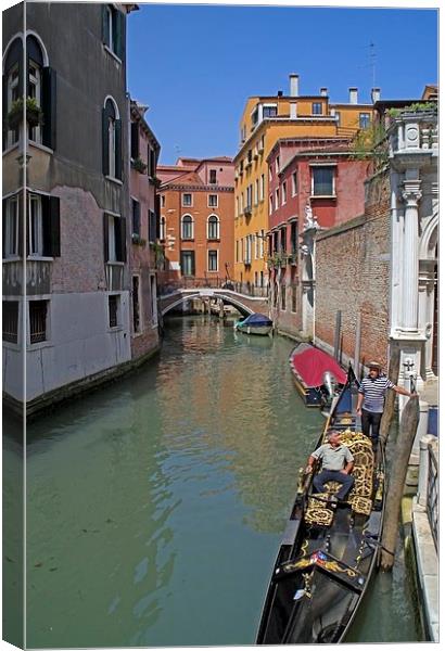  Gondola on the canal Canvas Print by Steven Plowman