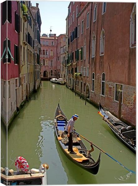  Boating on the canals of Venice Canvas Print by Steven Plowman