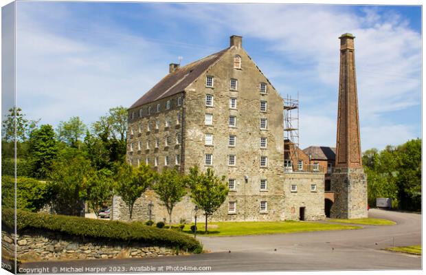 The historic Ballydugan flourmill and chimney stack Canvas Print by Michael Harper