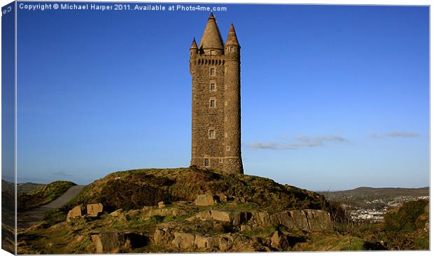 Scrabo Tower overlooking Newtownards Canvas Print by Michael Harper